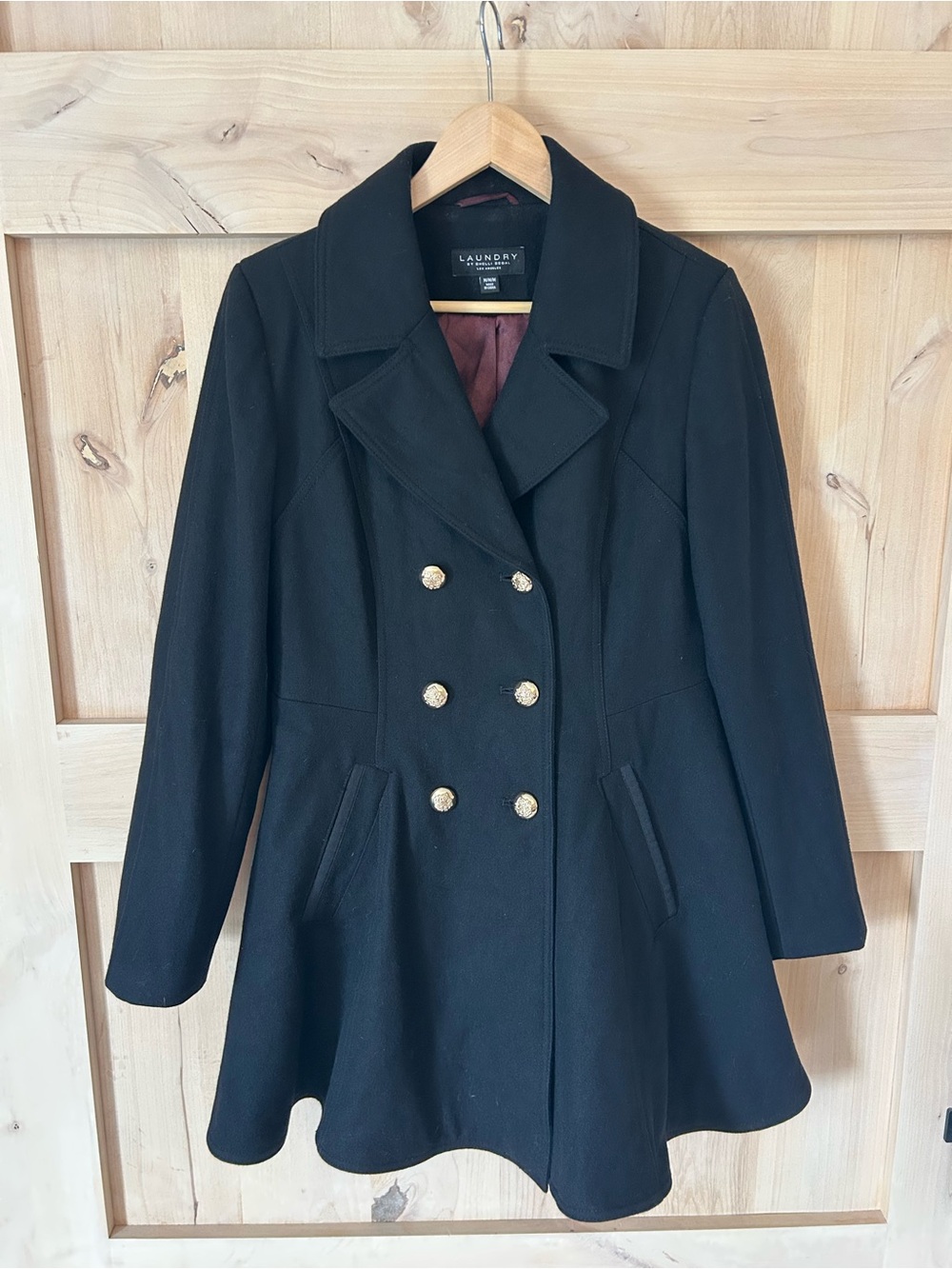 Laundry by Shelli Segal VTG Women’s Black Double-Breasted Lined Pea Coat, M